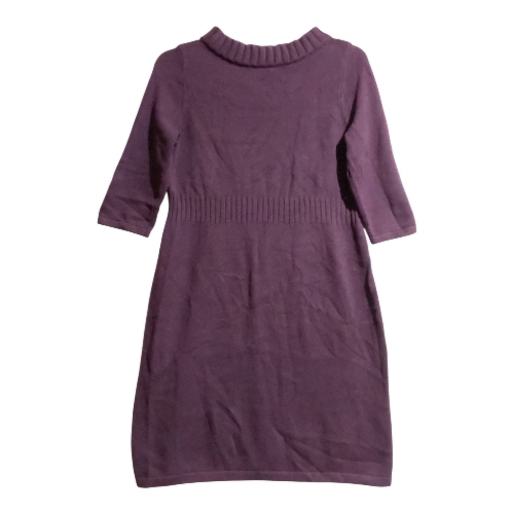 Ann Taylor Petite dress sweater ribbed cowl neck 3/4 sleeve marl knit retro